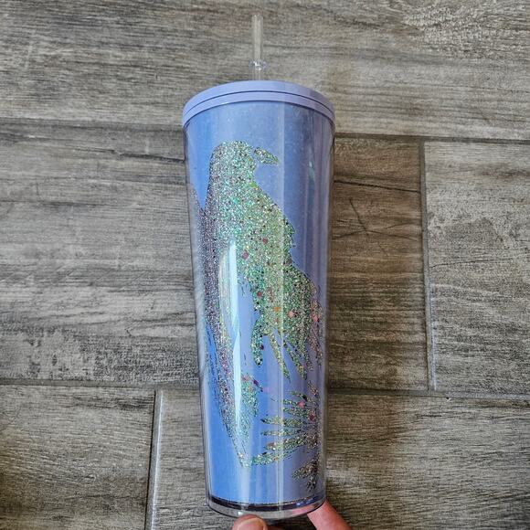 Starbucks 2022 Halloween Raven Glow-in-the-Dark 24oz Tumbler Lilac Glitter Cup - Picture 1 of 8